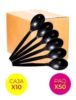 cuchara plastico descartable sundae negro ban plast cusune x 50 caja x 10 (pser-def)