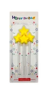 nuevo vela estrella fluo con palito 15 cm x 4u amarillo - y733-ve33 (low-def)