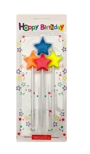 nuevo vela estrella fluo con palito 15 cm x 4u multicolor - y733-ve33 (low-def)