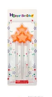 nuevo vela estrella fluo con palito 15 cm x 4u naranja - y733-ve33 (low-def)