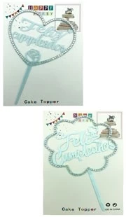 cake topper acrilico con strass feliz cumpleanos modelos surtidos celeste pastel x 10u - y340-31 (low-def)