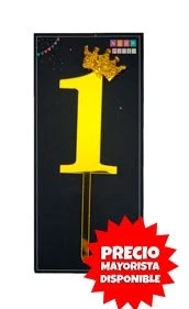 cake topper con coronita 11cm dorado numero 1 x 10 u - y1440-29/y340-046 (low-def)