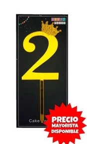 cake topper con coronita 11cm dorado numero 2 x 10 u - y1440-29 (low-def)