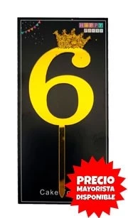 cake topper con coronita 11cm dorado numero 6 x 10 u - y1440-29 (low-def)