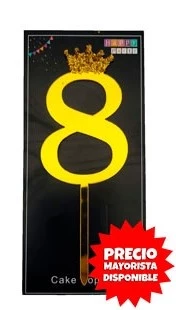 cake topper con coronita 11cm dorado numero 8 x 10 u - y1440-29 (low-def)