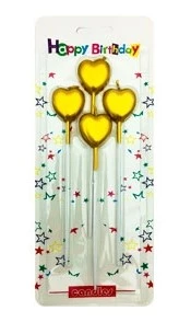 vela corazon metalizada con palito 15 cm x 4u dorado - 0668-10 (low-def)