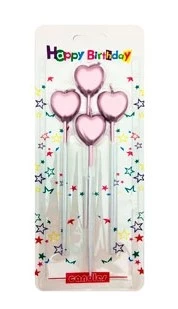 vela corazon metalizada con palito 15 cm x 4u rosa - 0668-10 (low-def)