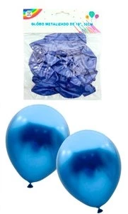 globo de latex chrome 10 pulg 1.8 gr x 12u (pack x 10 blister) azul - yw14-408 (low-def)