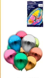 globo de latex chrome xin balloon 10 pulg 1.8/2.0 gr x 25u multicolor - yw14-320 (low-def)