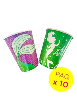 vasos polipapel la sirenita cotillon otero paq x 10 (pser-def)