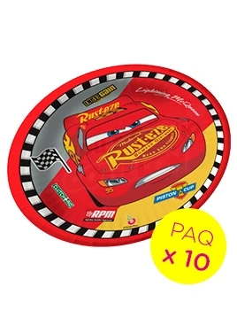 plato carton cars cotillon otero paq x 10 (pser-def)