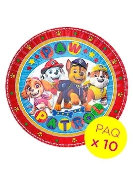 plato carton paw patrol cotillon otero paq x 10 (pser-def)