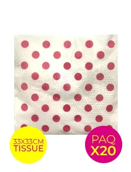 servilleta tissue 33 x 33 cm lunares magenta qualiplas slm paq x 20 (pser-def)