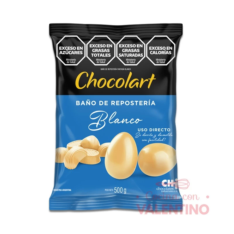 chocolate bano moldeo blanco chocolart x 500 grs, 