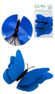 adorno 6 mariposa gibreada con iman pack azul