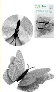 adorno 6 mariposa gibreada con iman pack plata