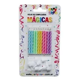 velas magicas multicolores - blister x 10un. (se vuelven a encender) (rr) (pk-def)