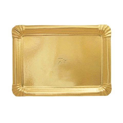 bandeja carton metalizada rectangular nro 6 - 13 x 18 cm dorado 6151 paq x 50 (pser-def) 