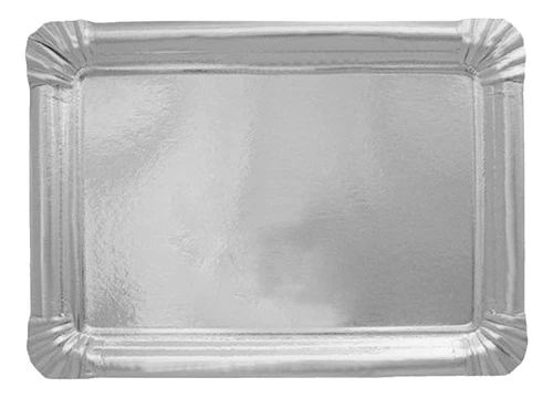 bandeja carton metalizada rectangular nro 6 - 13 x 18 cm plateado 6161 paq x 50 (pser-def) 