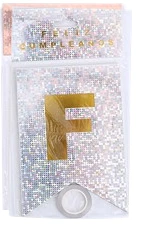 banderin feliz cumpleanos c/brillo glitter stamping (qt-ya) plata