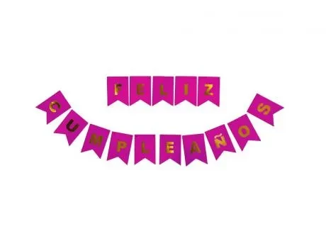 banderin feliz cumpleanos color liso stamping (qt-ya) fucsia