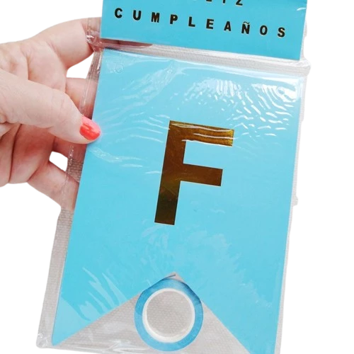 banderin feliz cumpleanos color liso stamping (qt-ya) celeste