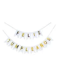 banderin feliz cumpleanos color liso stamping (qt-ya) blanco