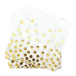 servilleta de papel *blanca lunares dorados* x 12 unidades (rr)