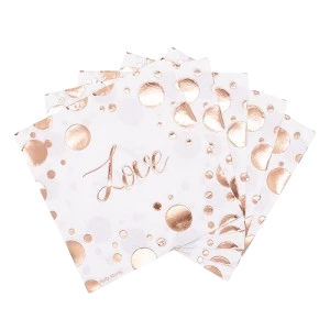 servilleta de papel *love* rosa gold 25x25cm x 12 unidades (rr)