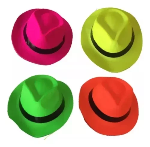 gorro sombrero galera tanguero fluo plastico cotillon x12u (qt-ya)