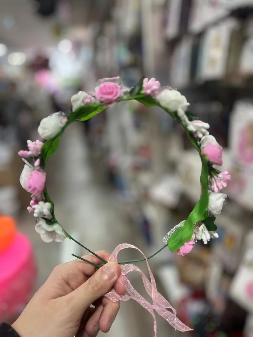 vinchas con flores x12 unidades rosa con blanco