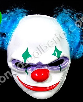 careta plastica clown terror con pelo x6 3337p (calb-def)