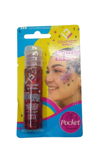 glitter en gel pocket 20grs en blister (pntf) rojo