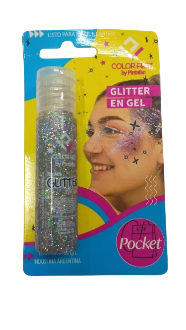 glitter en gel pocket 20grs en blister (pntf) plata