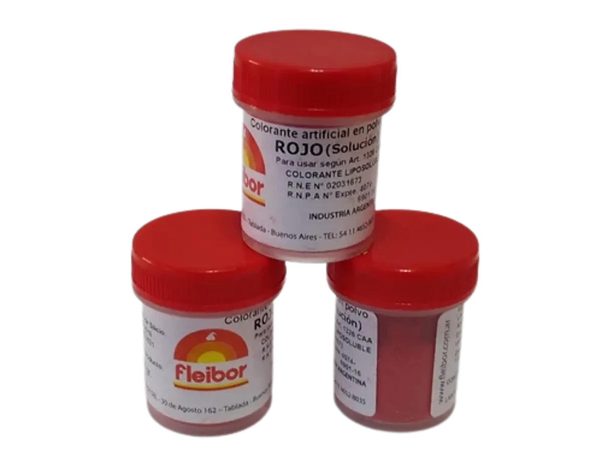 colorante en polvo liposoluble rojo fleibor x1 calb (pk-def)