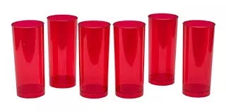 vaso trago largo cristal rojo x 10 unidades