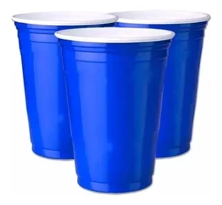 vaso plastico descartable americano 500 cc bicolor azul bella x 10 unidades