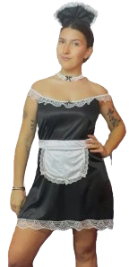 disfraz adulto mucama vestido, delantal y vincha (crost-disfraz-adulto-halloween)