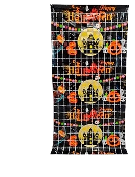 ha24 cortina metalizada brick wall happy halloween 1x2 m negra - yw17234 (lowcost) 