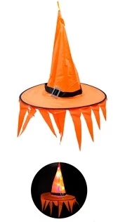 ha24 nuevo sombrero/gorro de bruja naranja flecos colgante con luz - yw17091 (low-def)