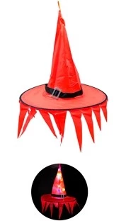 ha24 nuevo sombrero/gorro de bruja naranja flecos colgante con luz - yw17091 (low-def) rojo