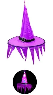 ha24 nuevo sombrero/gorro de bruja naranja flecos colgante con luz - yw17091 (low-def) violeta