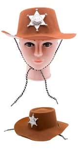 nuevo sombrero cowboy sheriff plastico con felpa marron - yw17103 (low-def)