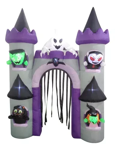 inflable *castillo halloween* - 2,7 mts. altura - leds (rr)