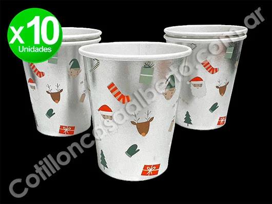 vaso navideno decorado ho-ho-ho plateado x10 u22-382b (calb-def)