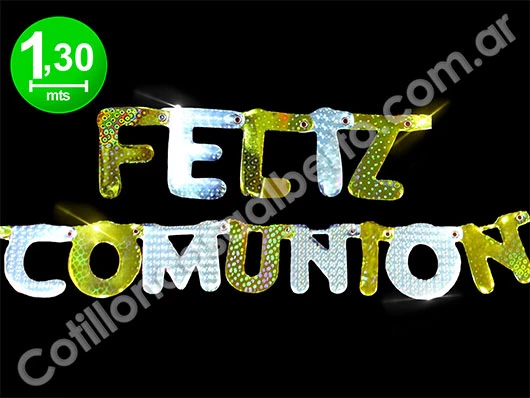 banderin palabra feliz comunion holografico x1 art.(64) (calb-def)