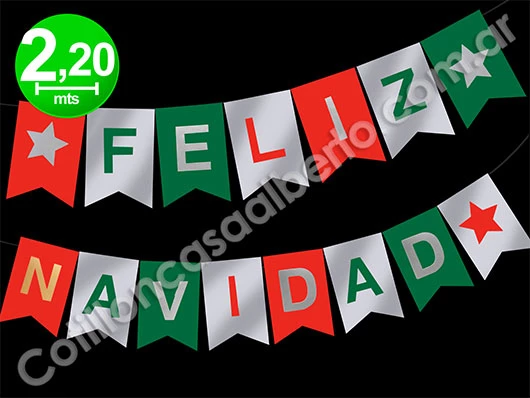 banderin con stamping feliz navidad rojo-plata-verdex1u.gm 3348-41 (calb-def)