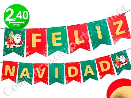 banderin con stamping feliz navidad papa noel x1u.gm 3348-89 (calb-def)