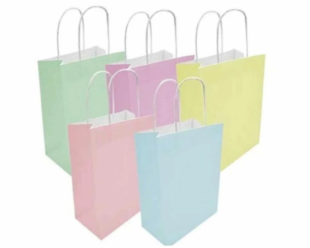 bolsa de papel con manija para regalos colores pastel surtidos x unidad