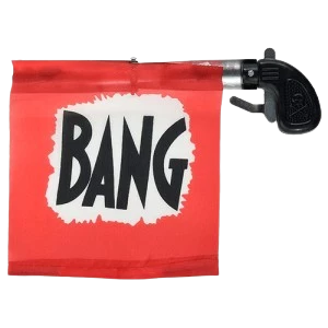 pistola con bandera *bang* (rr)